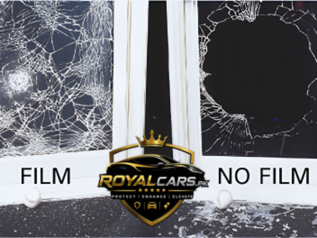 Safety and security film installed on glass for car home shop office and commercial building protection against breakage and intrusion